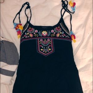 TOPSHOP Black Embroidered Cotton Romper — Size 6
